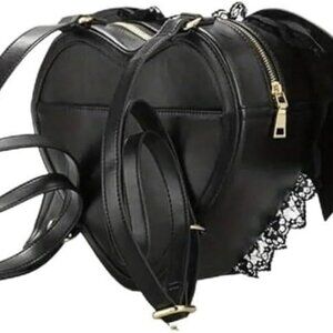 Gothic Bat Heart Shaped Backpack NWT​